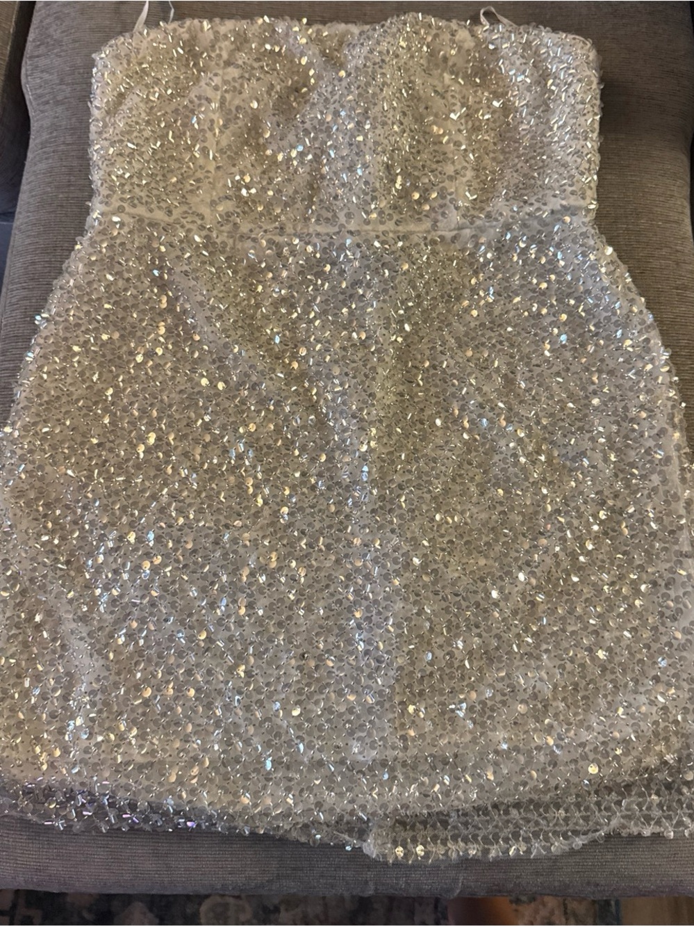 Lulu's White Strapless Sequin Mini Dress